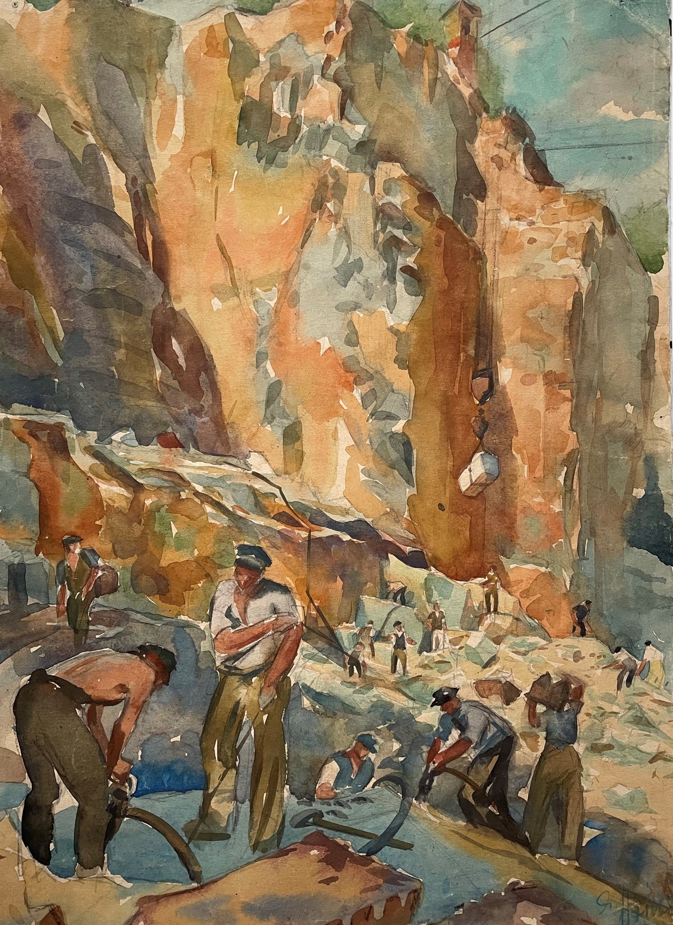 Gemälde von Steinarbeitern